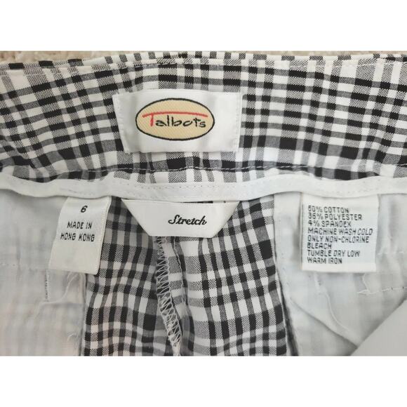 Talbots ~Woman Size 6~ White/Brown Plated Print Stretch Cotton Blend Pants Crop. - Picture 7 of 12